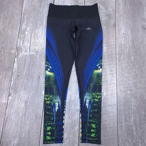Adidas Leggings Womens XS Black Blue Techfit Climalite Compression Running Gym
